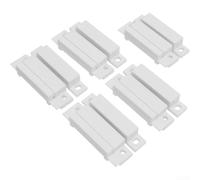 Paquete de 5 sensores magnéticos de alarma de ventana con cable para garaje, tienda, seguridad, normalmente abierto, puerta cerrada, detector de contacto blanco (A)