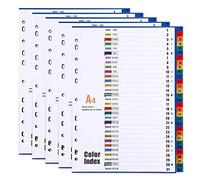Paquete de 5 Separadores de archivos A4, Separadores con 31 Posiciones, número 1-31, Separadores Carpeta de plástico para 11 Hoyos Carpeta