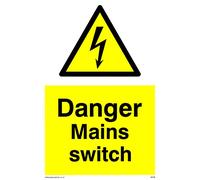 Paquete de 5 signos de interruptor de red peligro, 100 x 150 mm, A6P
