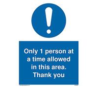 Paquete de 5 - Solo 1 persona a la vez permitida en esta área. Signo de agradecimiento - 150 x 200 mm - A5P