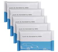 Paquete de 5 toallitas de eliminación de película de aceite de vidrio; toallitas de limpieza rápida para parabrisas de tapicería de cuero para parabrisas delantero y trasero; evita la lluvia y la