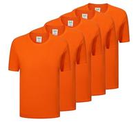 Paquete de 5 Unidades - Camiseta con Mangas Cortas 100% Algodón - 5-TS135 - Naranja, M
