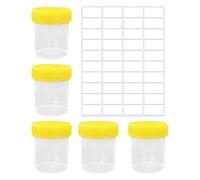 Paquete De 5 Vasos De Muestra De 60 Ml Y 1 Etiqueta En Blanco, Vaso De Recogida De Muestras, Vaso De Muestra De Plástico Transparente, Vaso De Muestra A Prueba De Fugas