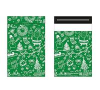 Paquete de 50 bolsas autoadhesivas de polietileno de Navidad de 15 x 18 pulgadas (50 unidades), color verde