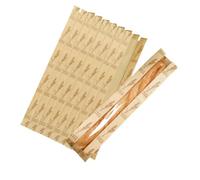 Paquete de 50 bolsas de papel para pan, bolsas de papel kraft para baguette de 23 x 4 x 1.6 pulgadas, bolsa de almacenamiento de panadería con ventana frontal transparente y 64 calcomanías
