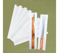 Paquete de 50 bolsas de papel para pan, bolsas de papel kraft para baguette de 23 x 4 x 1.6 pulgadas, bolsa de almacenamiento de panadería con ventana frontal transparente y 64 calcomanías