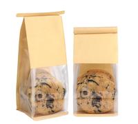 Paquete de 50 bolsas pequeñas de panadería con ventana, 3.9 x 3.1 x 8.2 pulgadas, bolsas de panadería de papel kraft marrón con cierre de pestaña de estaño, bolsas de pan para sándwich, galletas