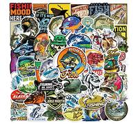 Paquete de 50 calcomanías de pesca al aire libre, calcomanías de pesca y caza de vinilo, impermeables, para pesca, aventura, campamento de verano, para teléfonos, monopatines, adolescentes, adultos