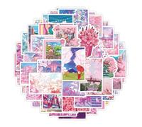 Paquete de 50 calcomanías de vinilo Sakura Cherry Blossom Series Graffiti, impermeables, estéticas, para laptop, botella de agua, maleta, patineta, diario, niñas