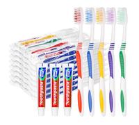Paquete de 50 Cepillos de Dientes Desechables con Pasta Dental Envueltos Individualmente, Pasta Dental de Viaje de 10g Kit de Cepillo de Dientes Manual de un Solo Uso, 5 Colores