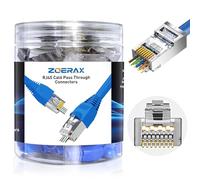 Paquete de 50 conectores RJ45 blindados Cat 6A con 50 fundas de alivio de tensión, enchufe modular de 3 clavijas contactos dorados RJ45 de 1,20 mm para cable de red STP sólido o trenzado