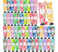 Paquete de 50 cremas de manos para mujer, juego de regalo de mini loción de manos a granel, crema de manos de tamaño de viaje para manos secas agrietadas, lociones de Navidad para dama de honor