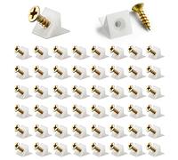Paquete de 50 cuñas reparadoras de fijación de fondo de cajón caído, pecho de muebles, soporte de código de ángulo de plástico de cajón de 90 grados con 50 tornillos