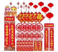 Paquete de 50 decoraciones de año nuevo chino, 2025, año de serpiente, luna, parejas de año nuevo chino, sobres de farolillos rojos, papel fu, pegatinas de ventana, adornos, pegatinas de puerta para