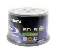 Paquete de 50 discos Blu-ray blancos imprimibles con inyecci n de tinta Ridata BD-R 6X de 25 GB