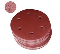 Paquete de 50 discos de lijado de aluminio de 9 pulgadas con 6 agujeros adecuados para lijadoras de cartón yeso, acabado de madera con gancho en la parte trasera de discos de lijado para lijadoras