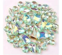 Paquete de 50 formas mixtas de cristales AB for coser, sueltos y multicolores.(A31 Peridot Ab)