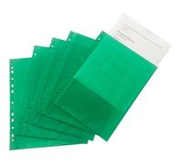 Paquete de 50 fundas perforadas A4 de color verde transparente. Janrax