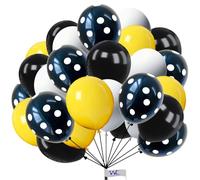 Paquete de 50 globos de lunares negros, amarillos, blancos y negros, globos de látex para fiesta de cumpleaños, decoración de bodas, baby shower, graduación, aniversario, ocasiones