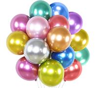 Paquete de 50 globos metálicos arcoíris de 12 pulgadas, globos de cumpleaños, globos cromados multicolor para fiesta de cumpleaños, graduación, Año Nuevo, baby shower, eventos, decoraciones
