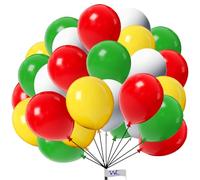 Paquete de 50 globos rojos, verdes, blancos, amarillos y naranjas, globos de látex para fiesta de cumpleaños, decoración para bodas, baby shower, graduación, aniversario, ocasiones