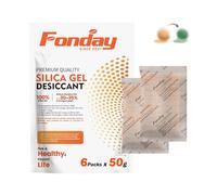 Paquete de 50 gramosx6 paquetes recargables de gel de sílice desecante Fonday de grado alimenticio de reactivación rápida, herramientas de joyería, medicamentos alimenticios