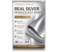 Paquete de 50 hojas A4, nacaradas brillantes, de color plateado, doble cara, 120 g/m², para impresoras de inyección de tinta y láser