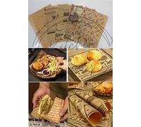 Paquete de 50 hojas de presentación de alimentos con diseño mixto de papel encerado con patrón de periódico vintage