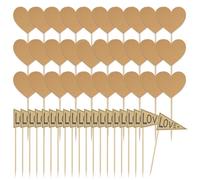 Paquete De 50 Inserciones Decorativas De Papel Kraft, Inserciones Decorativas Para Tartas De Amor, Inserciones Decorativas Para Banderines, Inserciones Decorativas Para Muffins