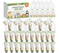 Paquete de 50 juegos de regalos de crema de manos a granel, regalos de baby shower y regalos de despedida de soltera para invitados con tarjeta de agradecimiento y bolsas de regalo de organza, regalos