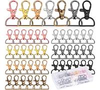 Paquete de 50 Llaveros con Mosquetón - Llaveros en 7 Colores - Aleación de Zinc - Suave y Duradero - Ideal para Proyectos de Bricolaje