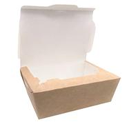 Paquete de 50 loncheras de papel kraft, contenedor de alimentos de 600 ml, desechables, a prueba de fugas, biodegradables, ecológicas, reciclables (50, 600 ml)