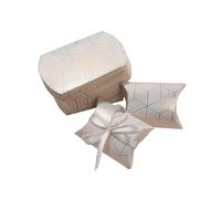 Paquete de 50 mini cajas de regalo de almohada con cinta, cajas de regalo de boda para joyas, caramelos, jabón, embalaje pequeño de recuerdos de fiesta (rayas doradas de 4.3 x 2.75 pulgadas)