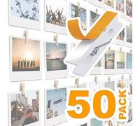 Paquete de 50 mini clips autoadhesivos para fotos, soportes de fotos de madera blanca para pared, colgador de pósteres, tarjetas de fotos colgantes y tableros de fotos, soportes para fotos de obras de