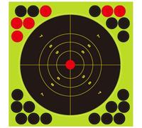 Paquete de 50 objetivos de disparo de salpicaduras de 8 x 8 pulgadas, objetivos reactivos con calcomanías fluorescentes y parches, diseñados para ejercicios de disparo y práctica de objetivos, uso en