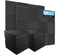 Paquete de 50 paneles acústicos de espuma de estudio insonorizados para paredes, paneles absorbentes de sonido, cuña de aislamiento acústico para estudio, 30 x 30 x 2,5 cm (negro)