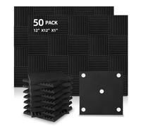 Paquete de 50 paneles de espuma acústica de alta calidad, paneles de espuma a prueba de sonido, paneles de pared insonorizados, paneles acústicos de alta densidad, absorción de sonido, para estudio