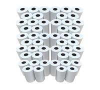 Paquete De 50 Papel termico 57x40, 57 mm x 40 mm para todos los Datafonos y TPV, sumadoras y basculas Paquete De 10, 57 x 40 x 12 mm, Color Blanco (Pack 50 Rollos)