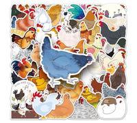 Paquete de 50 pegatinas de pollo impermeables con dibujos animados, pegatinas de vinilo para ordenador portátil, teléfono, monopatín, equipaje, coche y manualidades