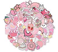 Paquete de 50 pegatinas rosas, calcomanías de vinilo autoadhesivas, impermeables, calcomanías kawaii, estéticas para botellas de agua, portátiles, diario, niñas y adolescentes (varios patrones)