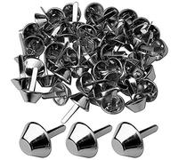 Paquete de 50 pernos de 15 mm, para patas de bolsa, con forma de cono y tachuelas para monedero, puntas de clavo, accesorios para manualidades, color níquel