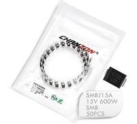(Paquete de 50 piezas) Chanzon SMD TVS Diodos SMBJ15A SMBJ15 600W 15V SMB (DO-214AA) Canal unidireccional 600 Watt 15 Volt