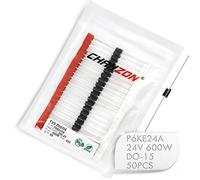 (Paquete de 50 piezas) Chanzon TVS Diodes P6KE24A P6KE24 600W 24V DO-15 (DO-204AC) Canal unidireccional axial 600 Watt 24 Volt