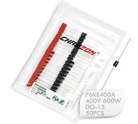 (Paquete de 50 piezas) Chanzon TVS Diodes P6KE400A P6KE400 600W 400V DO-15 (DO-204AC) Canal unidireccional axial 600 Watt 400 Volt