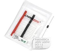 (Paquete de 50 piezas) Chanzon TVS Diodes P6KE400CA 600W 400V DO-15 (DO-204AC) Canal bidireccional axial 600 Watt 400 Volt