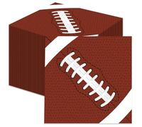 Paquete de 50 servilletas de papel de fútbol, servilletas de cóctel desechables marrones para deportes, juegos de fútbol, eventos, decoraciones de fiesta de cumpleaños, 33 x 33 cm, desplegadas