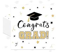 Paquete de 50 servilletas de papel desechables, color blanco y dorado con diseño de gorra de graduación para graduación de secundaria y universidad, suministros de fiesta de graduación, 13 x 13