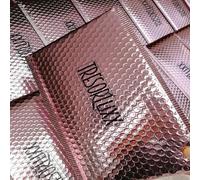 Paquete de 50 sobres acolchados de burbujas personalizados con bolsa de envío impresa para joyería, sobre postal para paquete de ropa de maquillaje, oro rosa, 15x18cm