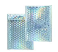 Paquete de 50 sobres acolchados de burbujas personalizados con bolsa de envío impresa para joyería, sobre postal para maquillaje, paquete de ropa, arcoíris, 35x30