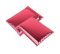 Paquete de 50 sobres acolchados de burbujas personalizados con bolsa de envío impresa para joyería, sobre postal para maquillaje, paquete de ropa, color rojo, 35 x 30